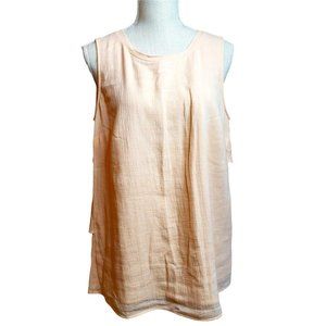 Soft Surroundings Sleeveless Womens Top, Ruffled Back, Peach, Sz M